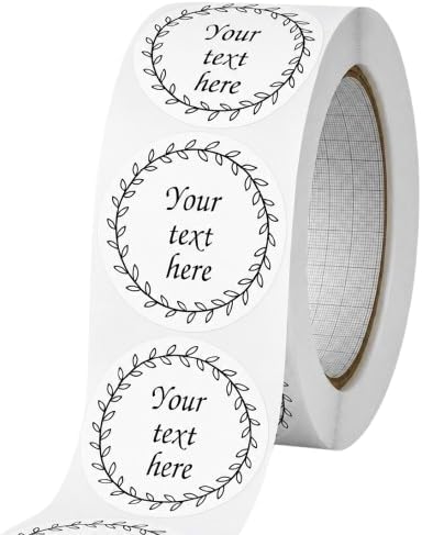 Personalised Round White Stickers 50mm – Waterproof Ink Custom Text Labels for Small Business Packaging, Thank You Stickers, Handmade Product Labels, Floral Design, Roll Supplied