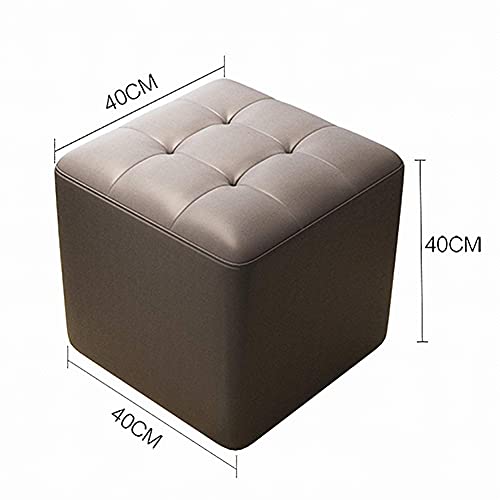 Pouf cuir bleu ottoman bois massif salon table basse - 3