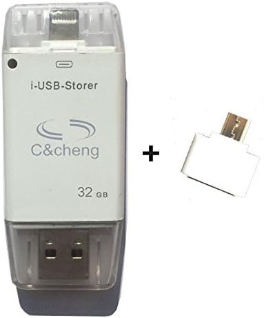 USB flash drive,Chicheng 16GB 32GB 64GB 128GB External storage USB Connector for iPhone 5/5s/5c/6/6 Plus/6s/6s Plus with andriod adapter and iphone 2 in 1 (32GB)