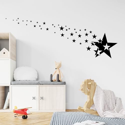 Image of TOMALL 1 Pair 62.6'' Stars Graphics Vinyl Decals for Car Body Door Sides Universal Waterproof Stars Stickers Decoration for Vehicles SUV Truck Off-Road Home Wall (Black)