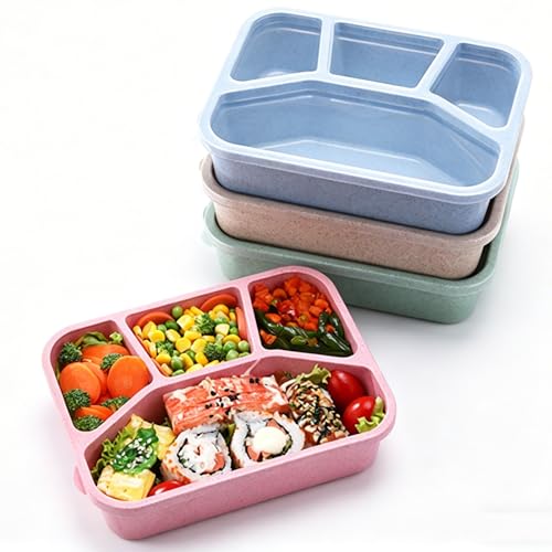 HKEUZEZO 4 Pack Bento Box Adult Lunch Box, 4 Compartment Foo