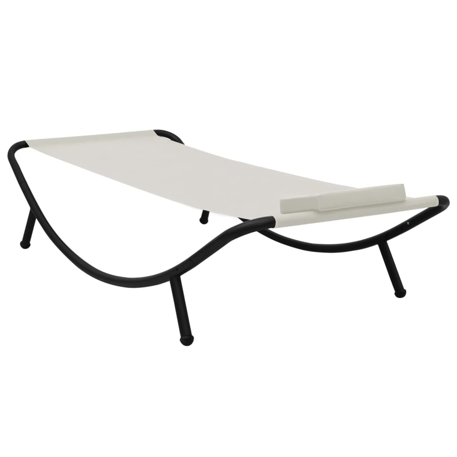 Homgoday Lit de Jardin crème 200x90 cm Acier, Bain de Soleil de Jardin, Lit de Camping pour Plage, Extérieur, Balcon, Terrasse A