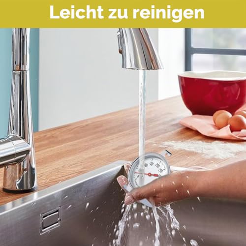 Foto von Cyrank Thermometer für Elektroherd, Backofenthermometer für Gasherd, Edelstahl-Ofenthermometer mit großem Zifferblatt für Küchenbackwaren