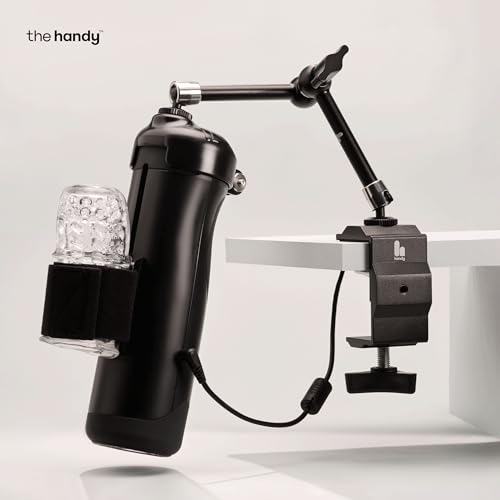 the handy masturbator with handsfree desk mount and cup bundle - interactive male stroker - adult sex toys