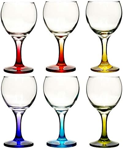 URBNLIVING Coral Misket Coloured Wine Cocktail Glasses 210cc/ml Set of 6 Gift Boxed