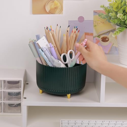 Skydue 360 Degree Rotating Desk Organizer, Dual-Purpose Pencil Pen Holder For Desk, Rotating Desk Pen Organizer With 5 Slots thumb #3