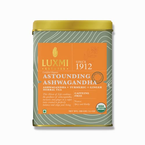 Luxmi Estates Herbal Tea Collection Loose Leaf Tea X 3 | Turmeric Tea, Ashwagandha Tea, African Rose Tea | Certified Usda Organic Herbal Tea | #TOP3