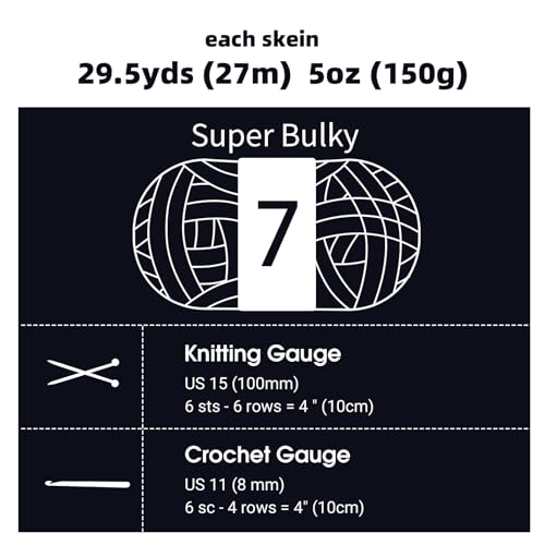 MABOZOO 8 Pack Super Bulky Chunky Chenille Yarn for Hand Knitting,Big Yarn for Chunky Blanket,Large Thick Arm Knitting Yarn,Fluffy Soft Plush Jumbo Yarn Crocheting,Black by MABOZOO - Image 8