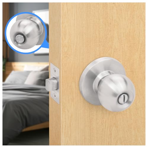 Nuk3y Bella Grade 2 Commercial Duty Cylindrical Knob Lockset UL Rated (Satin Stainless Steel, Privacy) by NUK3Y PRODUCTS K3 - Image 2