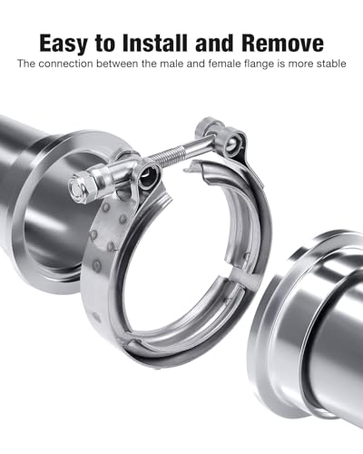 EVIL ENERGY 4PCS V Band Clamp with Flange Male Female 304 Stainless Steel (2.5")