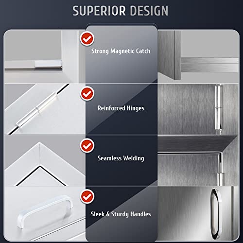 CO-Z Outdoor Kitchen Doors, 28" W x 19" H Weatherproof 304 Stainless Steel Built in BBQ Double Access Door for Outside Kitchen Commercial Grilling Station Barbeque Oven Island Storage Cabinet Door by CO-Z - Image 5