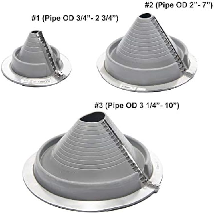 EAGLE 1 EPDM Flexible Roofing Pipe Flashing Retrofit Split Zipper Boots - On Site Adjustable Roof Pipe Jack Boot with Round Base (Multiple Sizes) (No. 1)