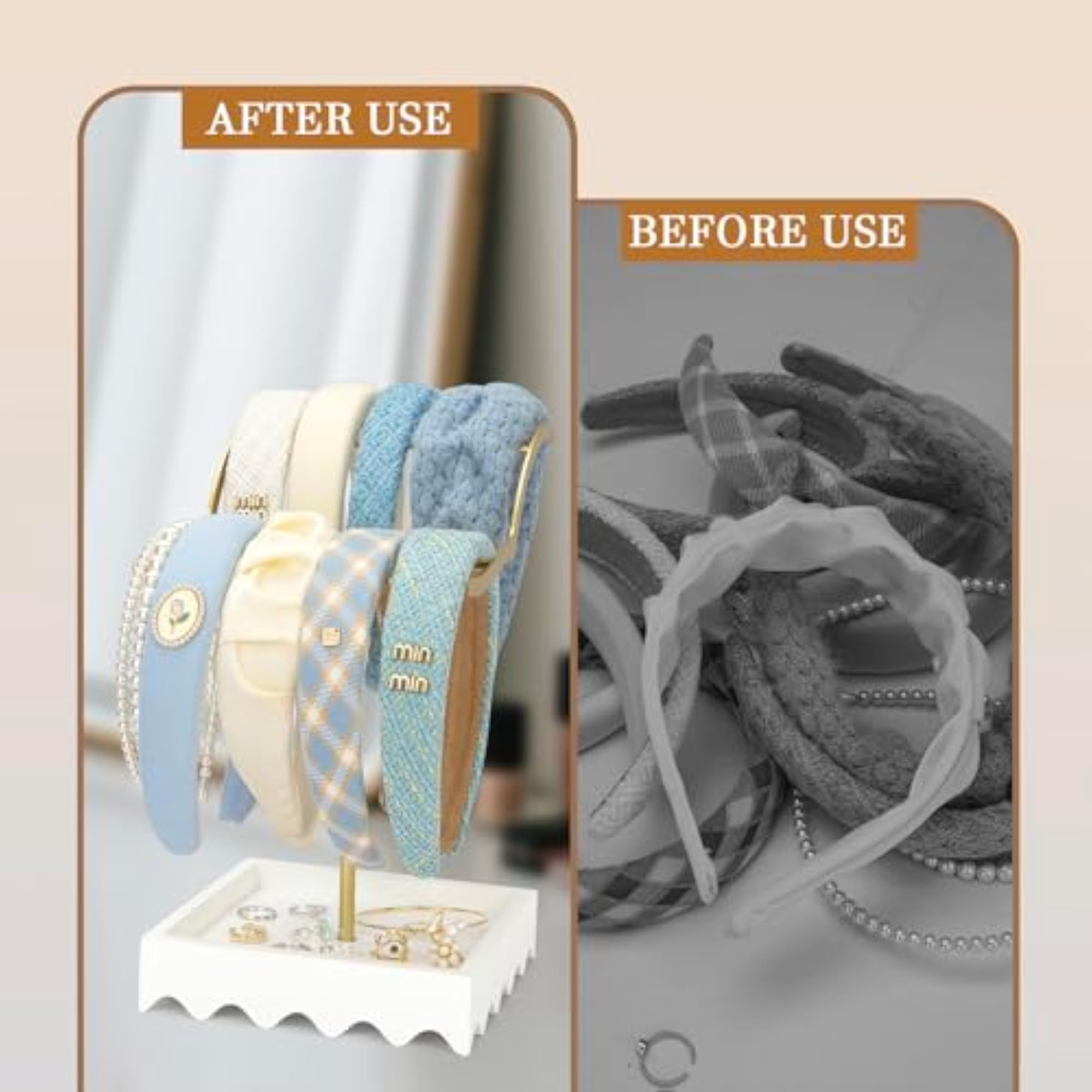 Metal 2-Tier Headband Holder, Stylish Organizer Stand