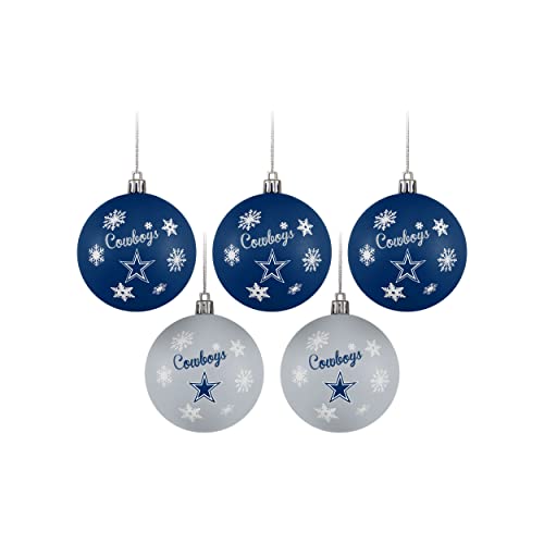 FOCO Dallas Cowboys NFL 5 Pack Shatterproof Ball Ornament Set