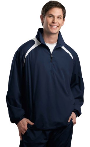 SPORT-TEK - 1/2-Zip Wind Shirt. JST75 - XX-Large - True Navy/White