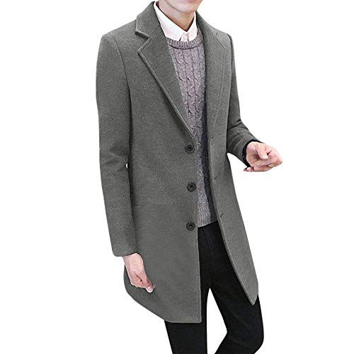 Blusón De Los Hombres Capa De Invierno De Vintage Abrigo Larga Largo Manga Solapa Delgado Ajuste Grueso Caliente De La Chaqueta De Prendas De Vestir Exteriores De Color Sólido