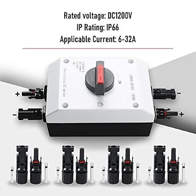 32A DC 1200V PV Solar Disconnect Switch, IP66 Waterproof & Lightning Protection & Anti-UV Solar Circuit Isolator Box for Solar Panels (International Standard: IEC60947-3)