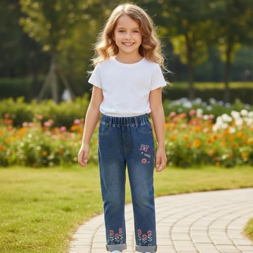 Image of Peacolate 18M-7T Toddler Big Girls Pants Clothing Set 2pcs Cotton top and Jeans