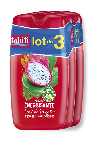 Tahiti Gel Douche Fruit du Dragon Energisante Enrichi au Monoï de Tahiti 100% Naturel, 250 ml - Lot de 3