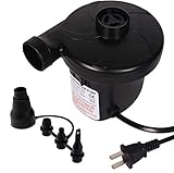 Electric Air Pump - Portable Quick-Fill Air Mattress Pump for Inflatable, Pool, Bed, Float, Toy, Perfect Inflator/Deflator Pumps with 4 Nozzles for Camping, Raft Boat AC 110V/130W Black