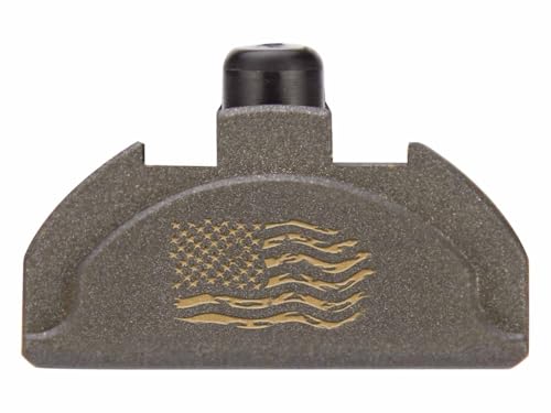 NDZ Performance Grip Plug for Glock Gen 4-5 with Backstrap – Heavyweight Brass – Fits G17 G19 G22 G23 G31 G34 G45 G47 – Cerakote Tungsten Finish, Distressed Flag – Made in USA