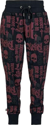 Rock Rebel by EMP Mujer pantalón de chándal Negro con Estampado rockero Delante y detrás M