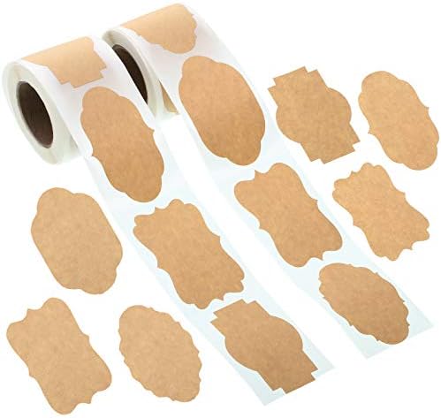 300 Pieces 2 x 3 Christmas Name Tags Kraft Sticker Paper Label Christmas Brown Kraft Label Name Tags Autumn Adhesive Sticker Kraft Label for Office Classification Jar Candle Glass Bottle Sticker Tag