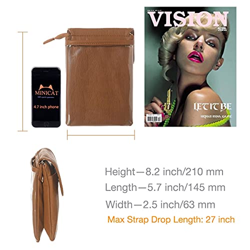 MINICAT Roomy Pockets Series Small Crossbody Bags Cell Phone Purse Wallet for Women (Touch Screen-Brown) - Thumbnail 5