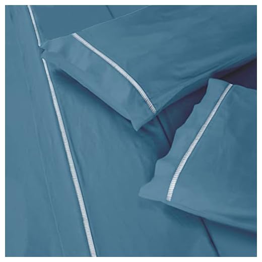 Jogo Lençol 400 Fios Queen Casal Ponto Palito 4Pcs Casa Dona (Queen, Azul)