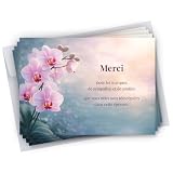 Cadeau Parfait Lot de 25 Cartes de remerciements décès condoléances + 25 Enveloppes autocollantes • Visuel Orchidée • Format 10x15 cm