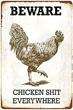 Royal Tin Sign Rooster Beware Chicken Shit Everywhere 11.8 7.8 inches, Rectangle Metal Signs for Home and Kitchen Bar Cafe Gas Station Garage Retro Wall Decor, Vintage Decoration Gift. image 4