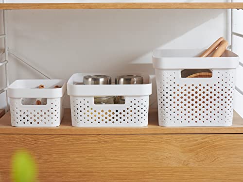 Hanamya Lidded Storage Bin Organizer | Storage Organizing Container, 16 Liter, Set Of 4, White #TOP2