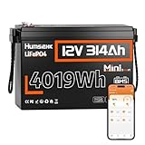 Humsienk Batterie LiFePO4 Bluetooth 12V 314Ah Mini, BMS 200A Intégré, 4,19 kWh, pour Camping-Car, Marine, Installation Solaire, Système Hors Réseau, Alimentation de Secours