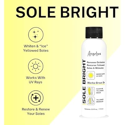 Angelus Sole Bright 3.9 oz, White Sole Shoe Cleaner, Effectively Removes Yellowing and Restores Original Look - Shoe Sole Whitener for Sneakers, Tennis Shoes, Yellowed Rubber Midsoles
