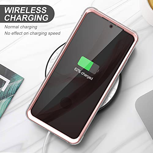 SURITCH for Samsung Galaxy S21 Ultra Clear Case 6.8", [Built-in Screen Protector] Full Body Protective Hard Shell+Soft TPU Phone Case for Samsung S21 Ultra -(Rose Gold Edge) by SURITCH - Used condition - Image 6