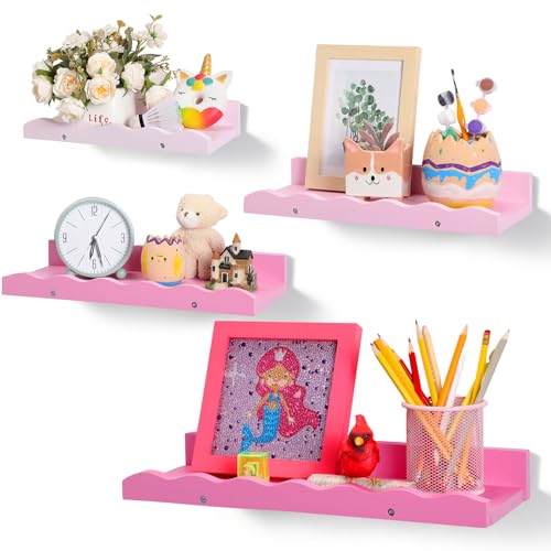Suzile Set of 4 Floating Nursery Book Shelves for Wall
