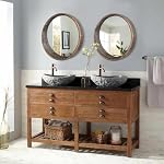AOAOPQ Mirror Round Decorative Wall Mirror with Frame Entryway Bedroom Bathroom Living Room Hanging Mirror Brown - Image 2