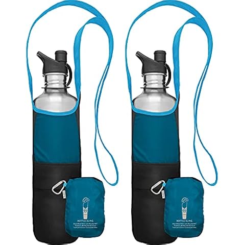 ChicoBag rePETe Water Bottle Sling w/Strap, Carabiner Clip, Built-In Pouch, & Convenient Pockets | Eco-Conscious | Perfect for Walks, Hikes, Outdoor Festivals | Aquamarine (Pack of 2) Cover