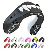 SAFEJAWZ Protector bucal adultos y niños para todos los deportes de contacto, incluidos rugby, MMA, artes marciales de kickboxing, judo, hockey y boxeo (Black Fangz, Júnior (Hasta 11 Años))