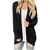 Stessotudo Lightweight Cardigans for Women Casual Open Front Draped Cardigan with Pockets Long Sleeve Solid Trendy Sweaters
