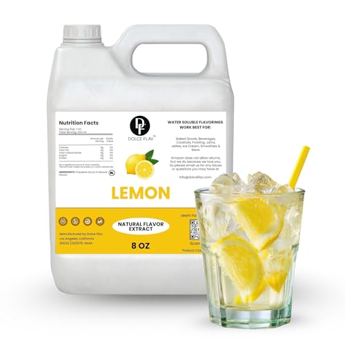 Image of Dolce Flav Natural Lemon Flavoring Concentrate | Water Soluble | 8 Fl Oz