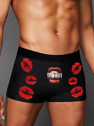Men's Boxer Briefs Funny Novelty Underwear- Lips Print Soft Underwear Shorts4