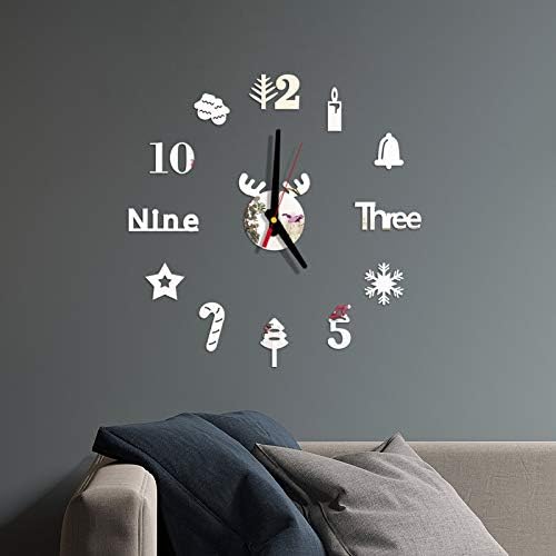 Miniatura 2 de Reloj de pared DIY 3D Espejo Superficie Pegatina Hogar Oficina Decoración Reloj Navidad Pared Adhesivo Decoración de Dormitorio de Navidad