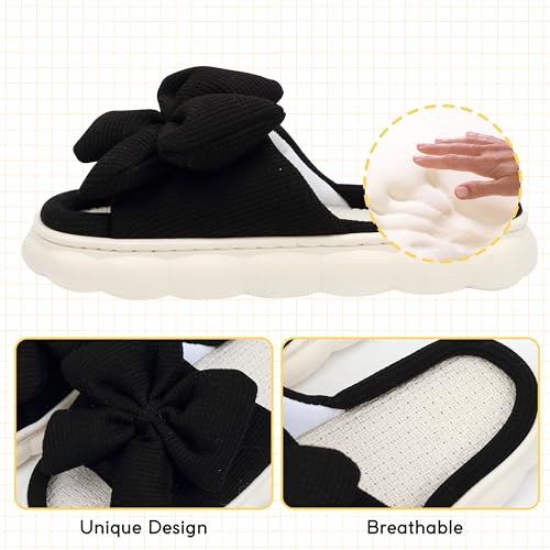 Women Summer Slippers Open Toe Bow Shoes Memory Foam House Slippers Rubber Sole Sandal Indoor Outdoor Birthday Christmas Gifts4