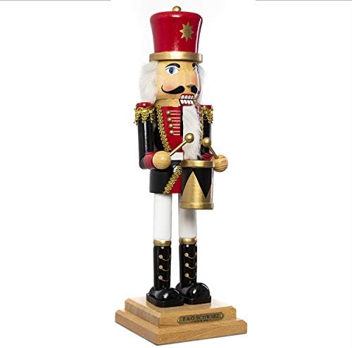FAO Schwarz 20โ Inch Nutcracker Drummer Prince, Articulated Moving Jaw Lever, Solid Wood Construction and Hand-Painted Details, Classic Toy Soldier Style for Holidays and Christmas