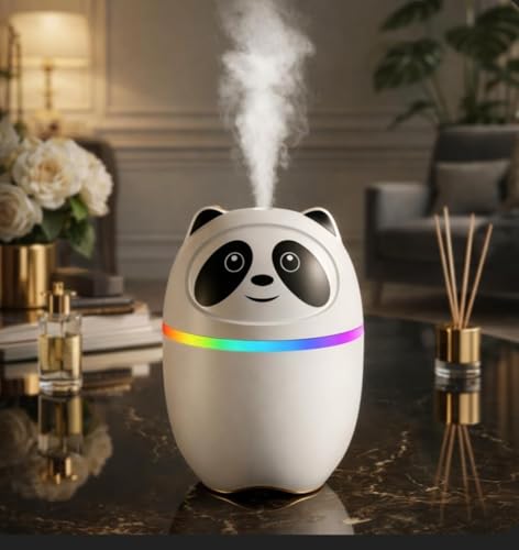 Image of 300ml Essential Oil Diffuser & Humidifier - Ultrasonic Cool Mist with Quiet Operation, LED Lights - Aromatherapy Air Freshener for Home, Office, Car(Colours May Vary) (Panda)