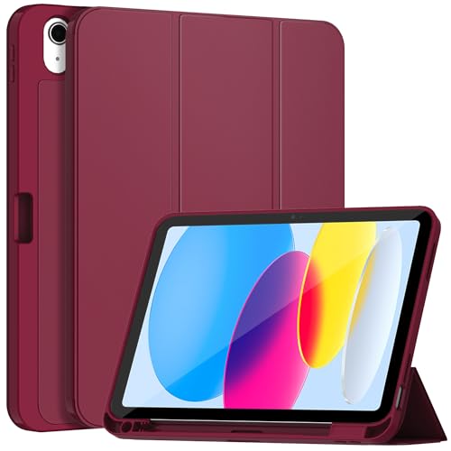 Étui iPad rouge avec support intelligent à trois volets pour une protection automatique chic