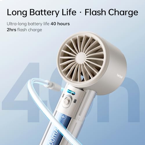 Image of JISULIFE Portable Fan Pro 2026, 40Hrs Max Cooling Personal Handheld Fan with LED Display,Metal Shell,9600RPM Powerful,5000mAh battery,Travel Essentials Gifts for Women, Men-Light Brown