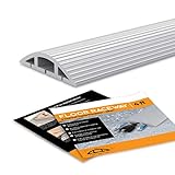 Simple Cord Floor 10 Ft Gray Cord Cover Protects Cables, Cords, or Wires - 3 Channel Grey On Floor Raceway for Sidewalks or Walkways, in The Home or Office Doorways (Gray 10 Ft)