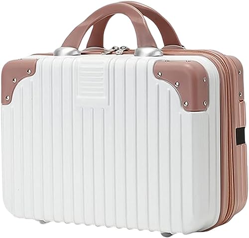 Image of Makeup Case Suitcase, Mini Bag, Mini Hard Shell Travel Luggage, Women Portable Water Proof Carrying Suitcase, Organizer Bag, Small Hard Shell Cosmetic Lugge Bag, Water Proof (B-White&Roset)